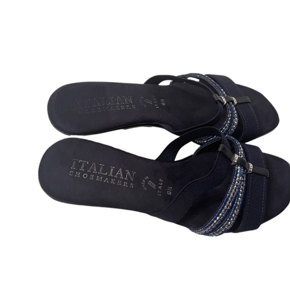 Italian Shoemaker Navy Wedge Shoes Size 9 1/2 - Picture 5 of 7